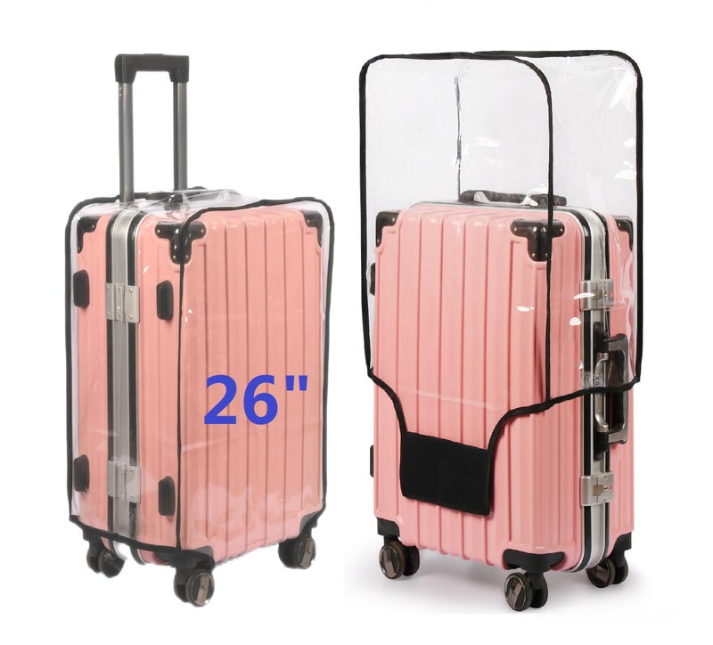 FABULWAY Clear PVC Suitcase Cover Protectors Thicken Luggage Cover Protector Full Transparent Luggage Cover Waterproof Wheeled Suitcase Cover Dustproof Luggage Sleeve Protector (26"")